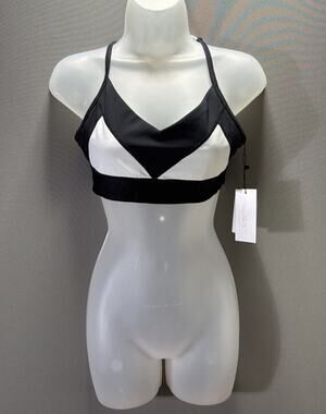 NWT- ALALA- MEDIUM Black White Sports Bra $85